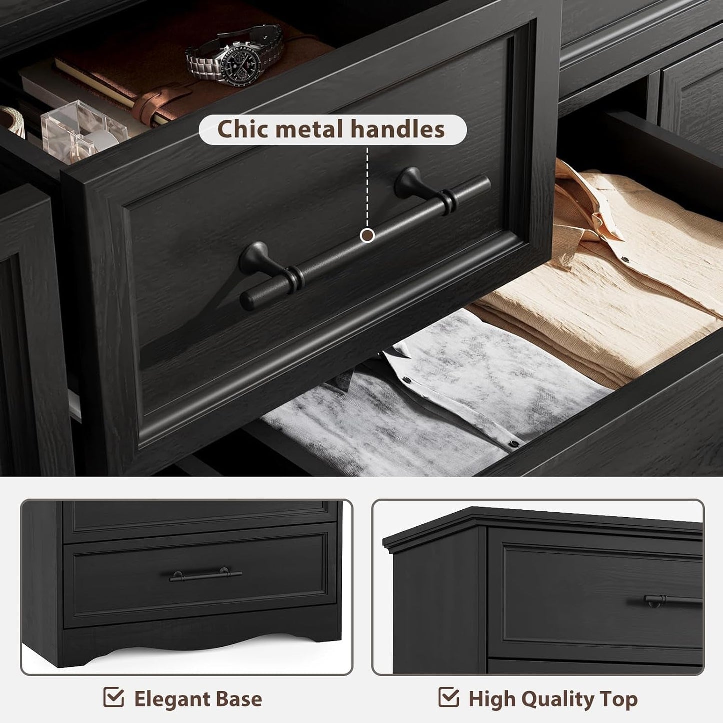 Black Farmhouse Dresser Ten Drawers Classic Edition