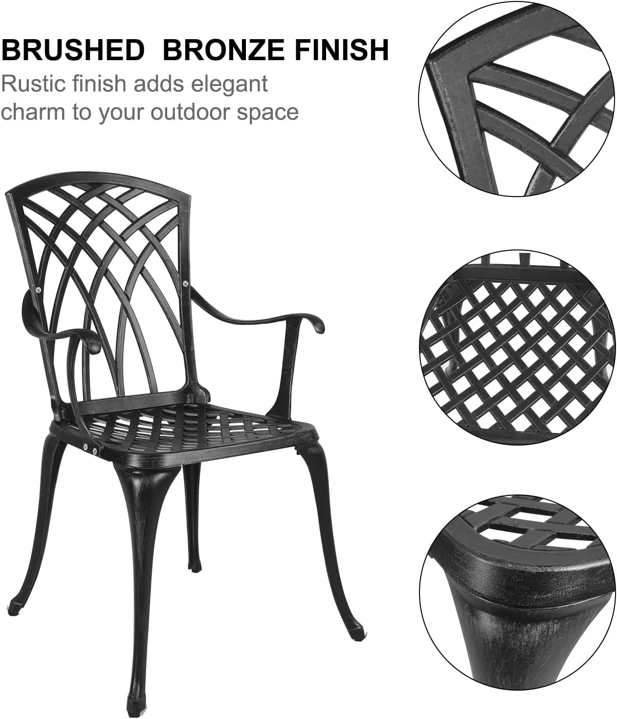 Outdoor Round Bistro Set With Umbrella Hole Cast Aluminum