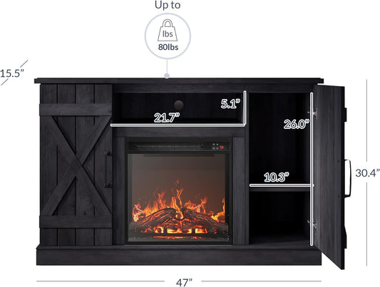 47 Inch Rustic Grey Fireplace TV Stand For 50 Inch TV