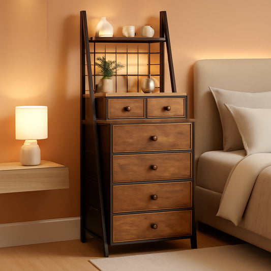 Vertical Dresser LED Height 51.2 Inches Tall Bedroom