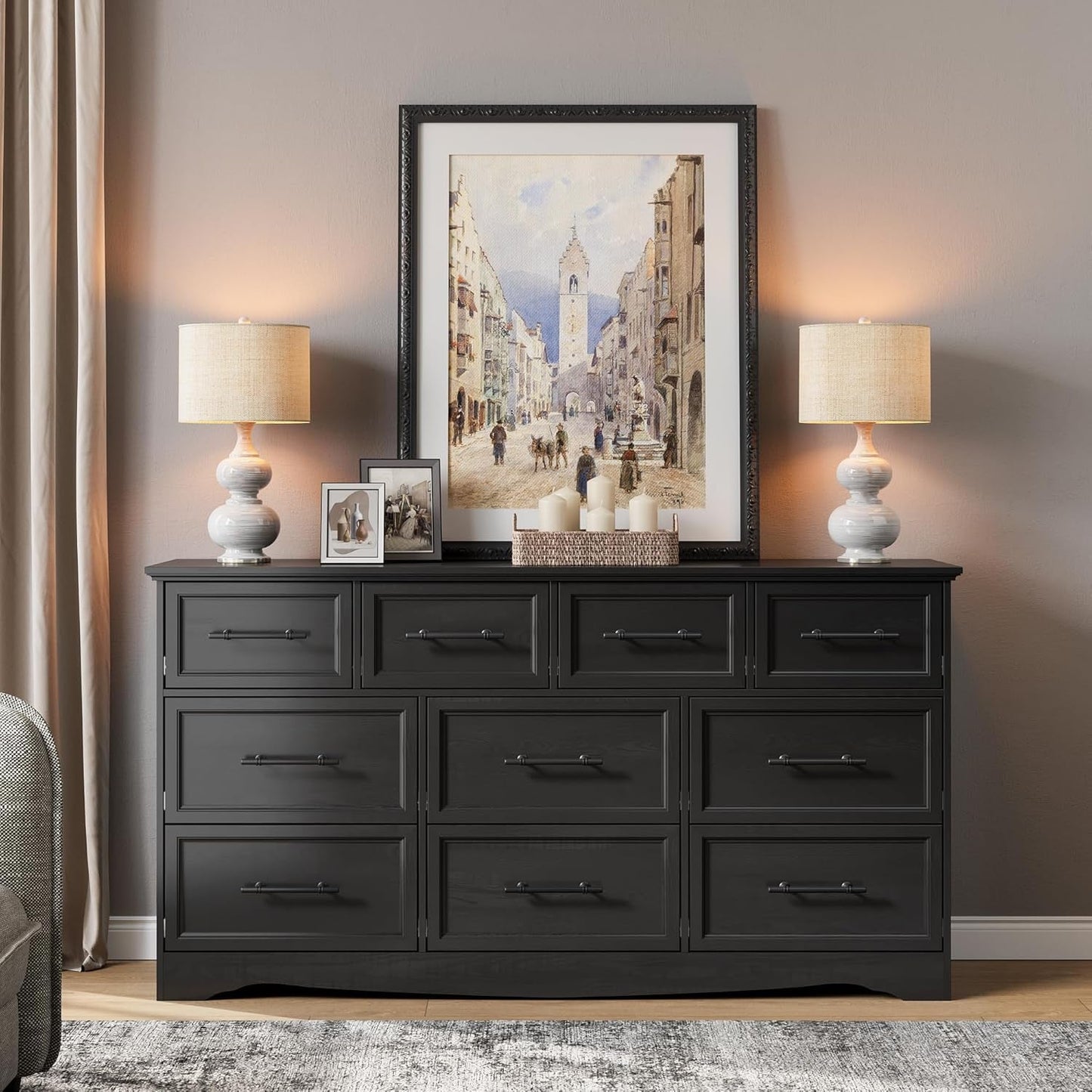 Black Farmhouse Dresser Ten Drawers Classic Edition