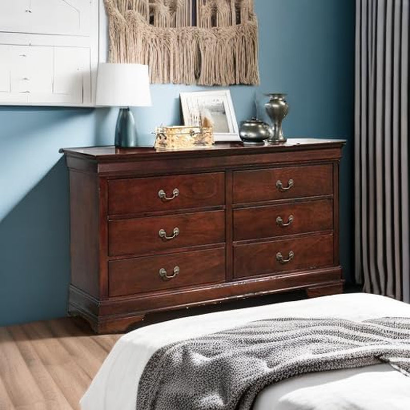 Alisdair Traditional Dark Brown Six Drawer Dresser