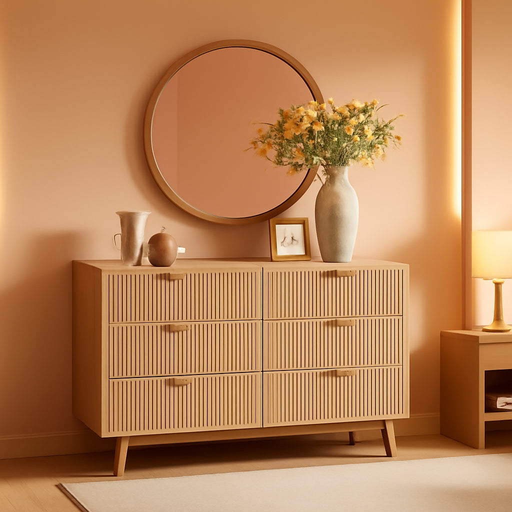 Natural Oak Dresser With Faux Marble Top Bedroom Furniture