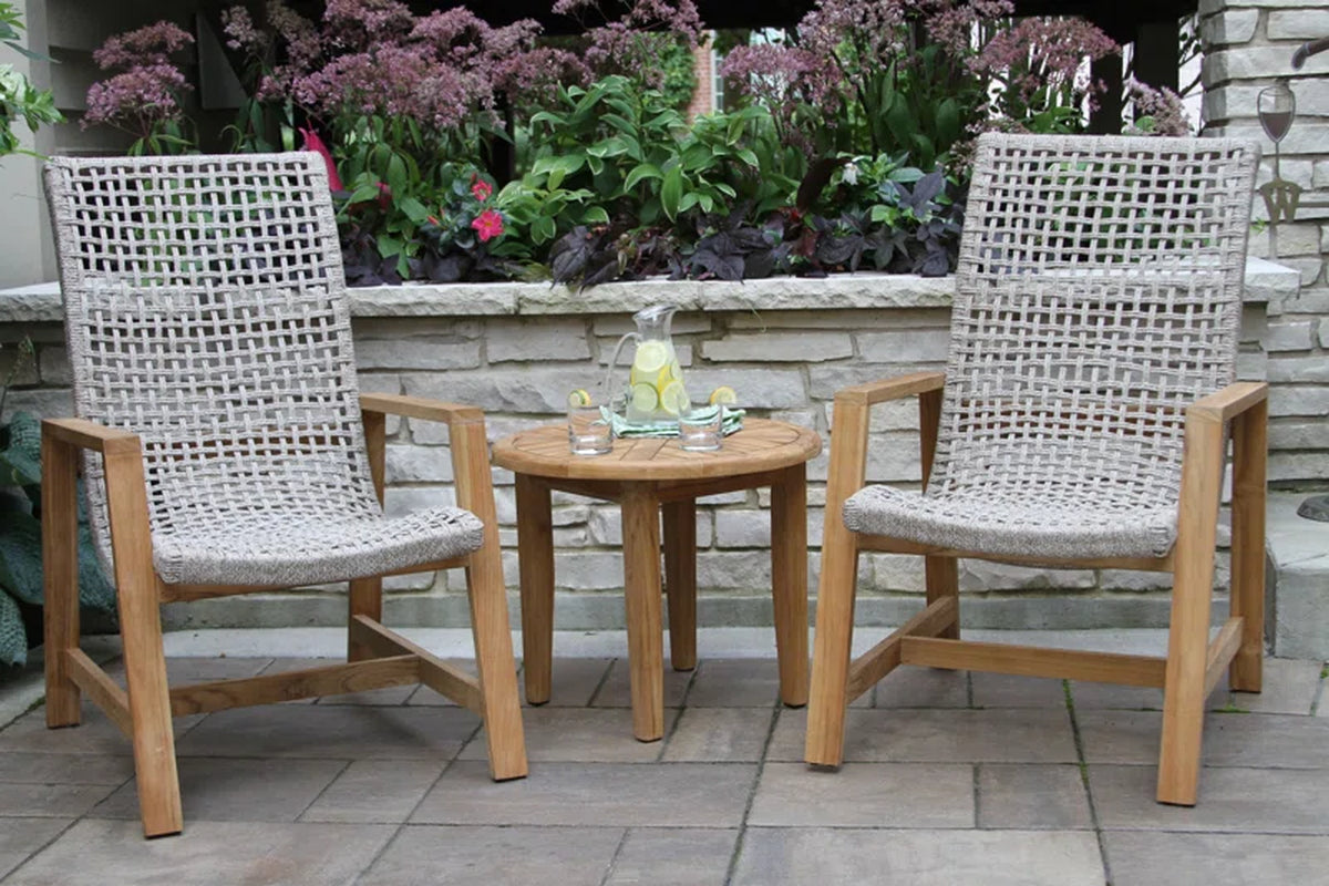 Demetri Teak Outdoor Seating Group With Rope Loungers Table