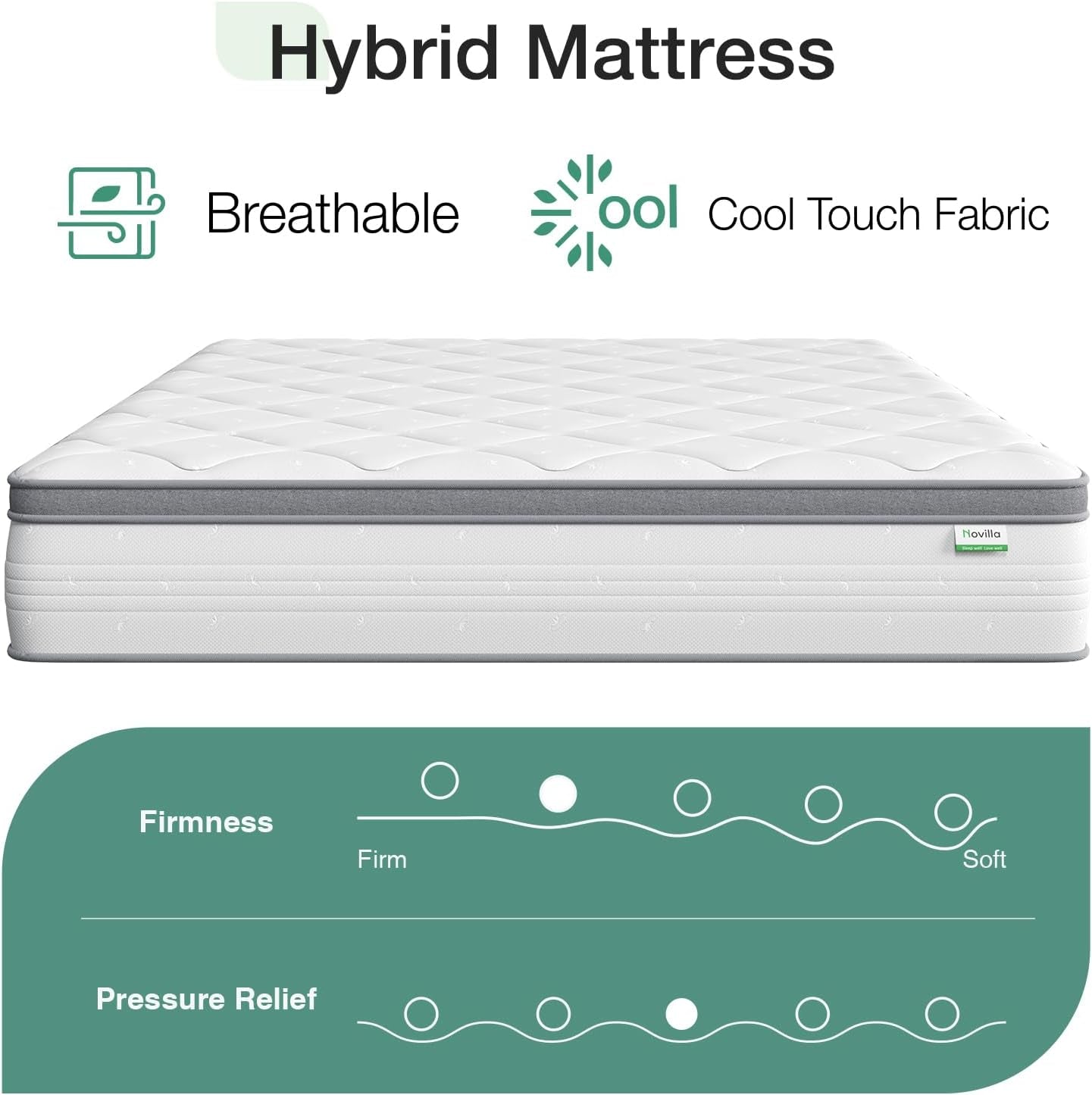 Queen Hybrid Mattress 12 Inch Soft Pillow Top Comfort