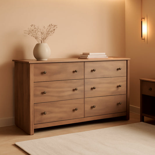 Sindoori Mango Six Drawer Dresser With Deep Drawers