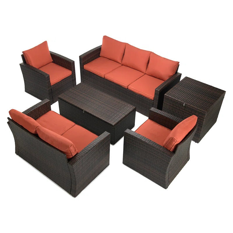 Rattan 7 Person Outdoor Seating Group With Cushions